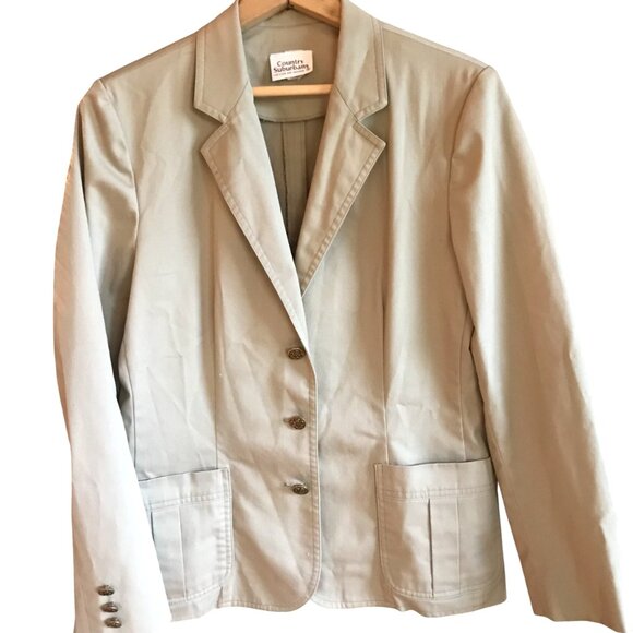 Country Suburbans Blazer Jacket: Vintage Lightweight Cotton Blend, Tan Size 12 - Picture 7 of 8